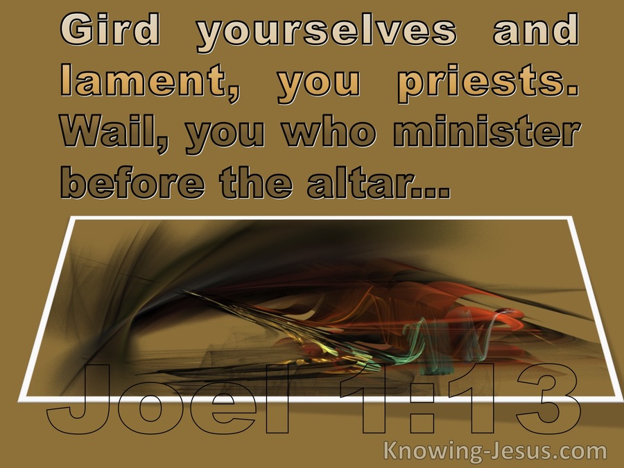 Joel 1:13 Gird yourselves with sackcloth And lament, O priests mustard